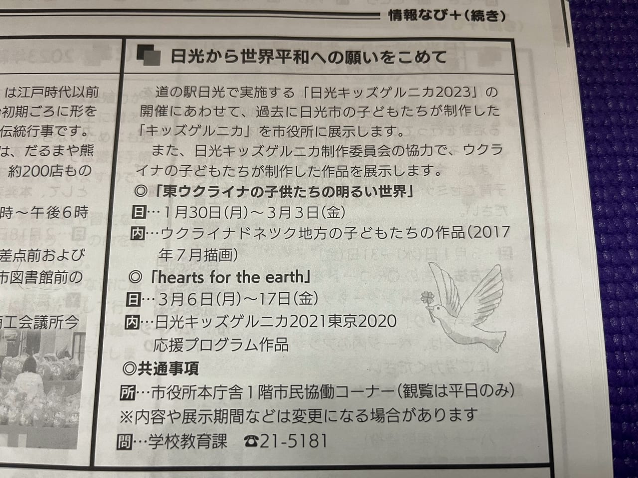 日光から世界平和への願いをこめて